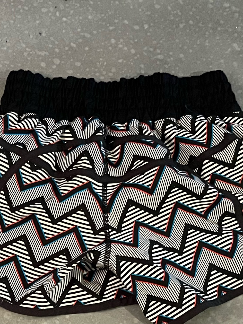 lululemon athletica Women's Black, White, Teal & Red Zigzag Athletic Shorts